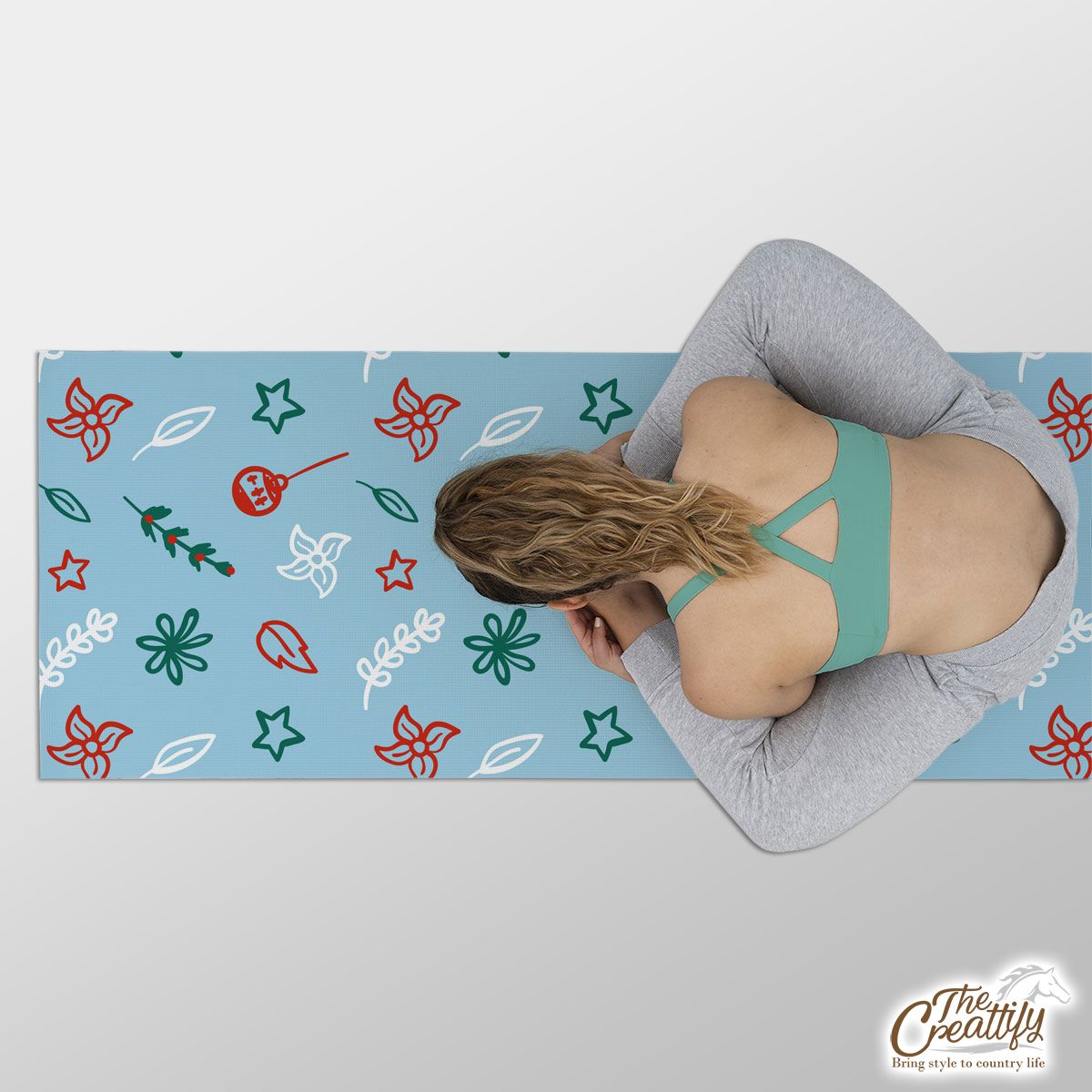 Christmas Lights, Candy Cane And Holly Tree  3 Yoga Mat