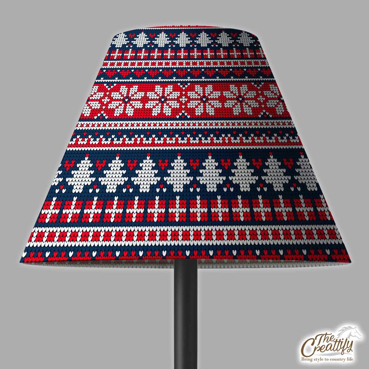 Christmas Gifts, Snowflake And Pine Tree Silhouette Seamless Pattern Lamp Cover