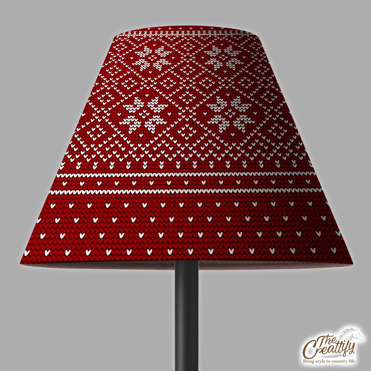 Christmas White Snowflake On Red Lamp Cover