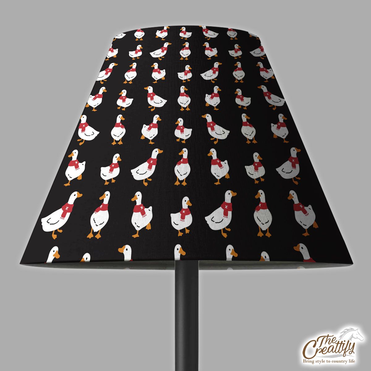 Duck With Christmas Scarf On The Dark Background Lamp Cover