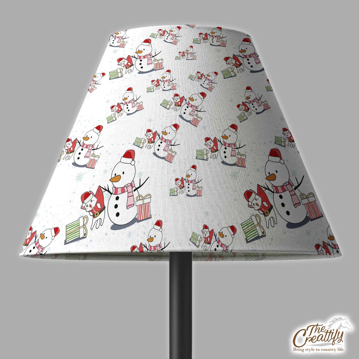Snowman Clipart With Christmas Gifts Seamless Snowflake Background Lamp Cover