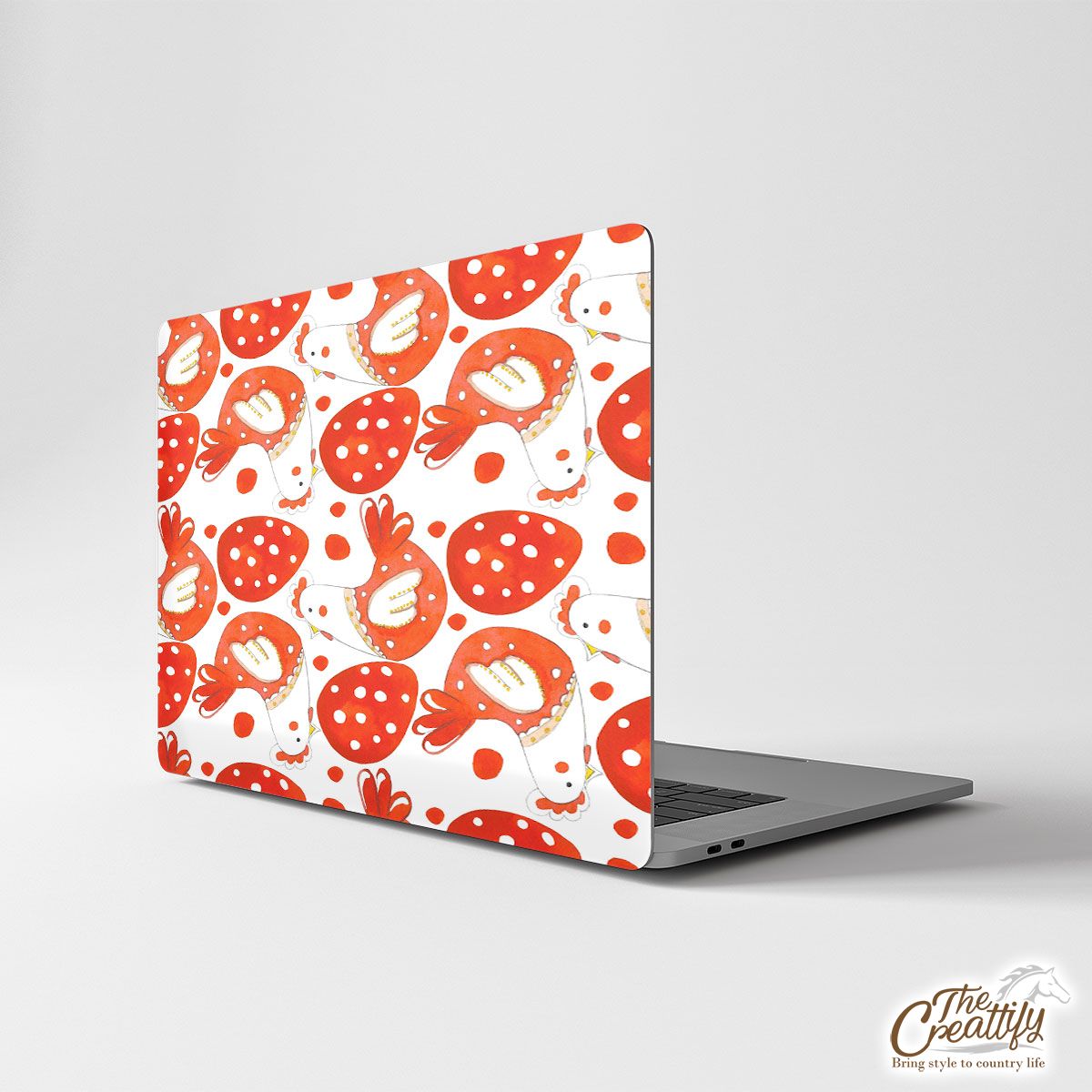 Christmas Turkey And Egg Filled In Red Color Laptop Skin