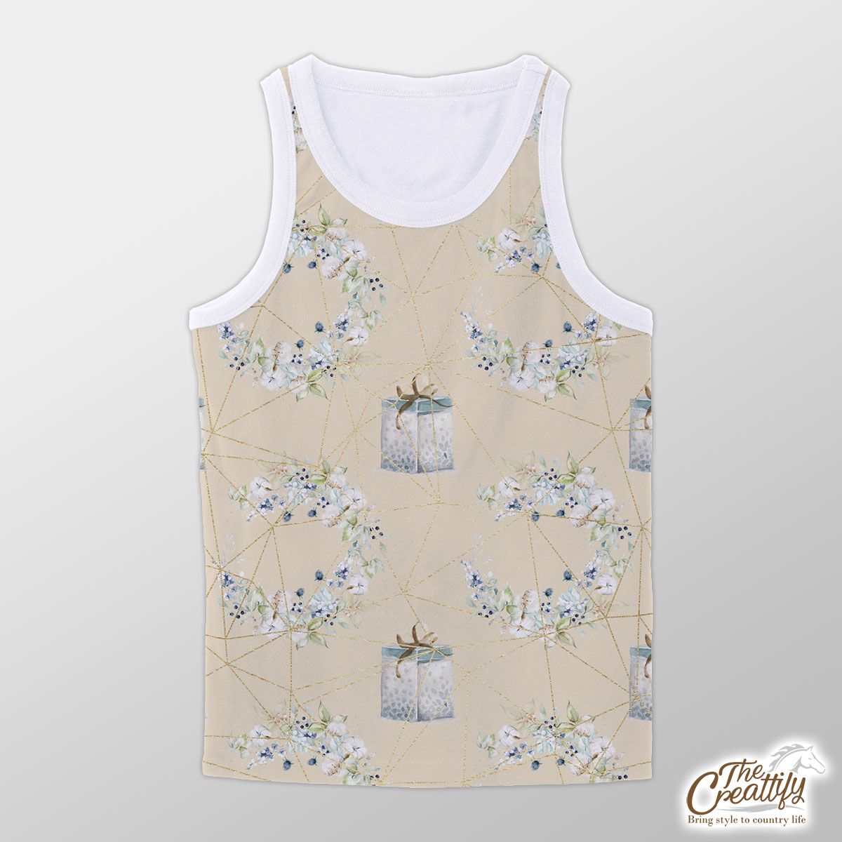 Christmas Gifts And Christmas Wreath Pastel Color Pattern Unisex Tank Top