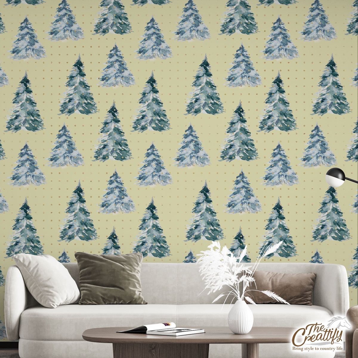 Christmas Tree Seamless Pastel Color Pattern Wall Mural