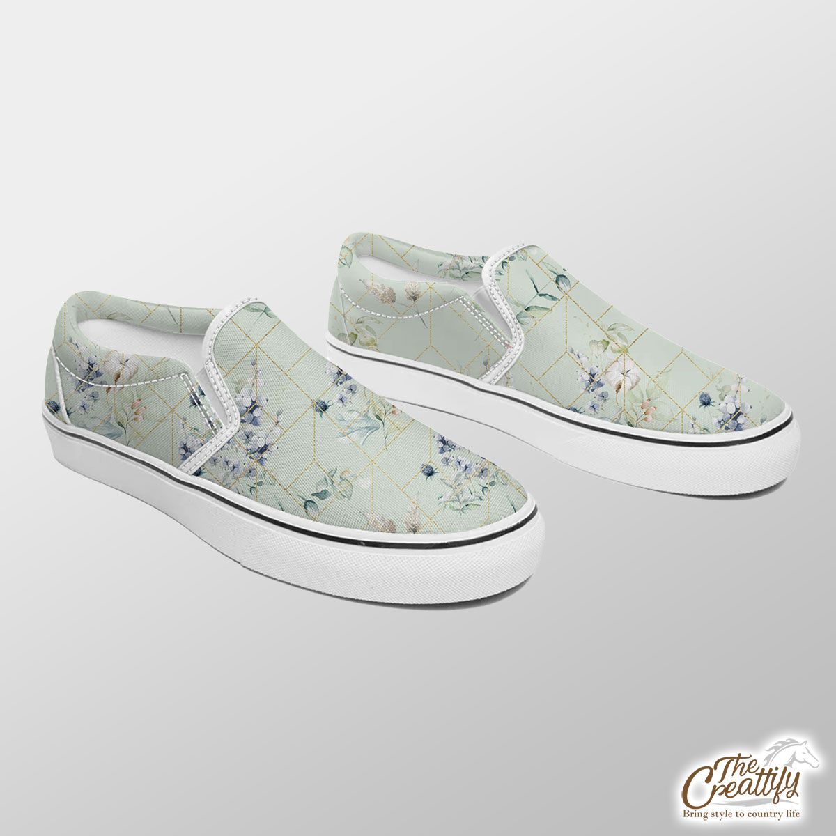 Christmas Mistletoe And Leave Branch Pastel Color Pattern Slip On Sneakers