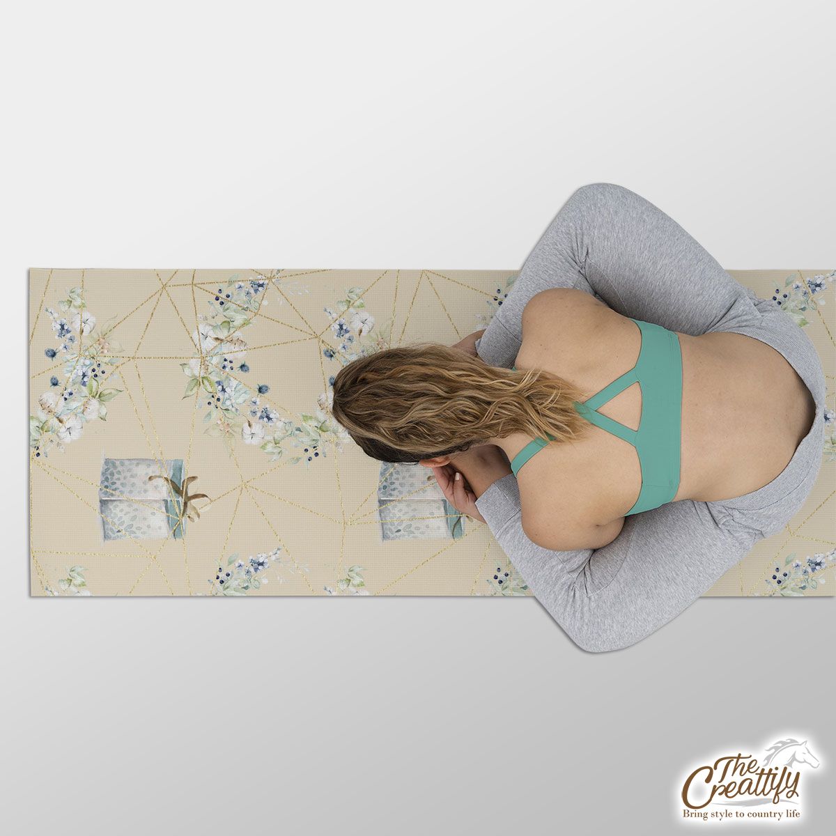 Christmas Gifts And Christmas Wreath Pastel Color Pattern Yoga Mat