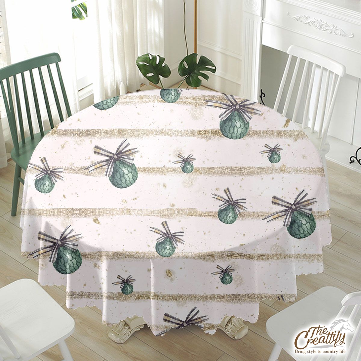 Watercolor Christmas Balls Seamless Pattern Waterproof Tablecloth