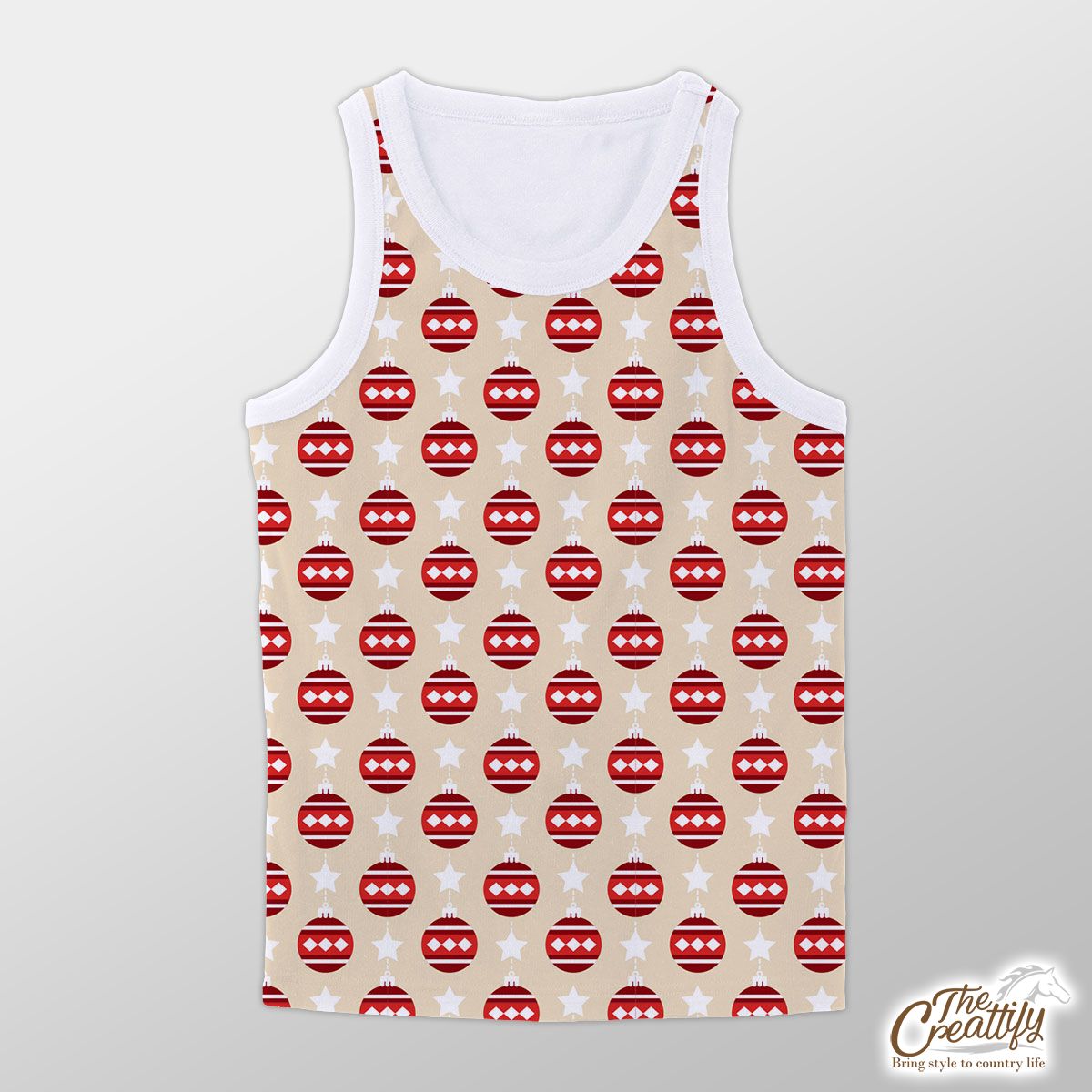 Christmas Balls Hanging With Star Seamless Pattern Unisex Tank Top