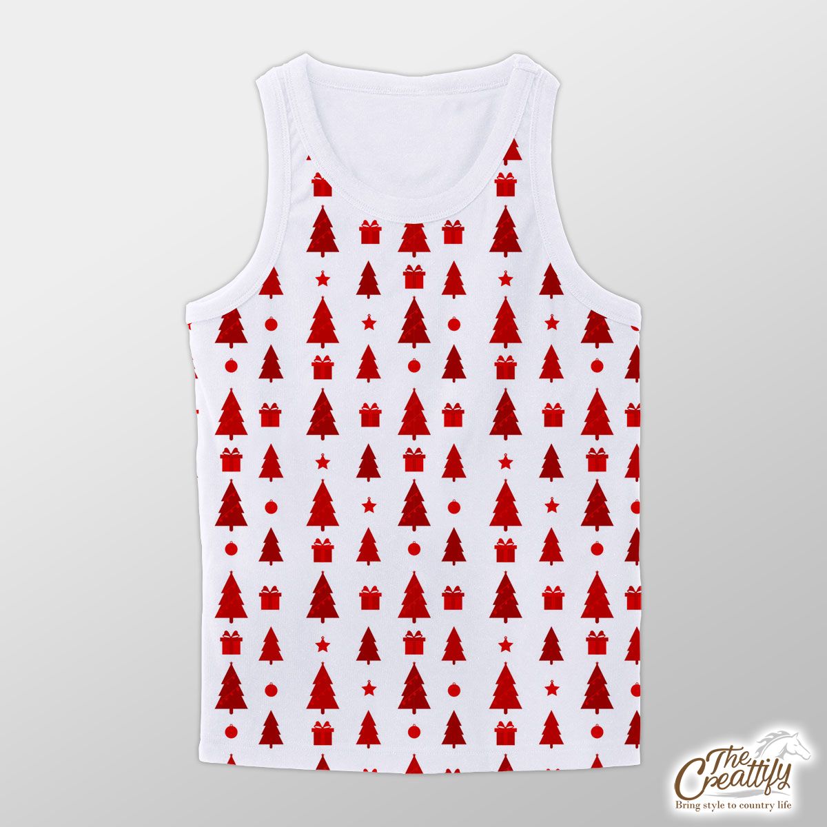 Pine Tree Silhouette And Christmas Gifts Seamless Pattern Unisex Tank Top