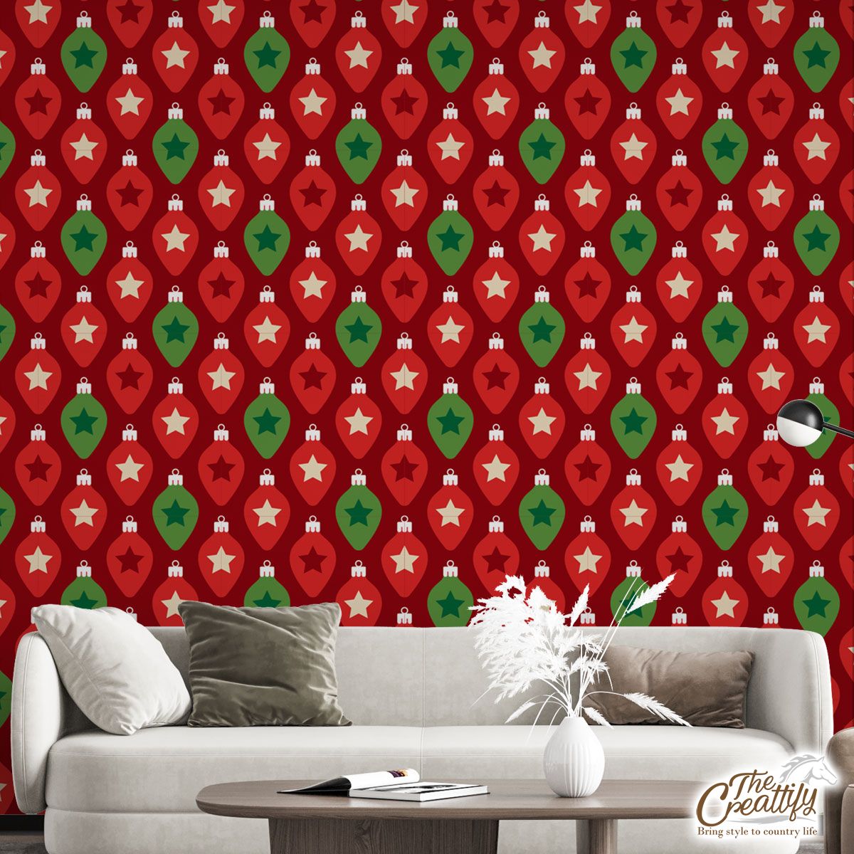 Red And Green Christmas Lights Seamless Pattern Wall Mural