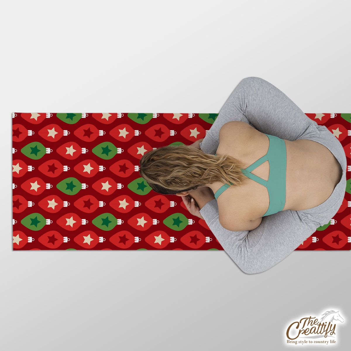 Red And Green Christmas Lights Seamless Pattern Yoga Mat