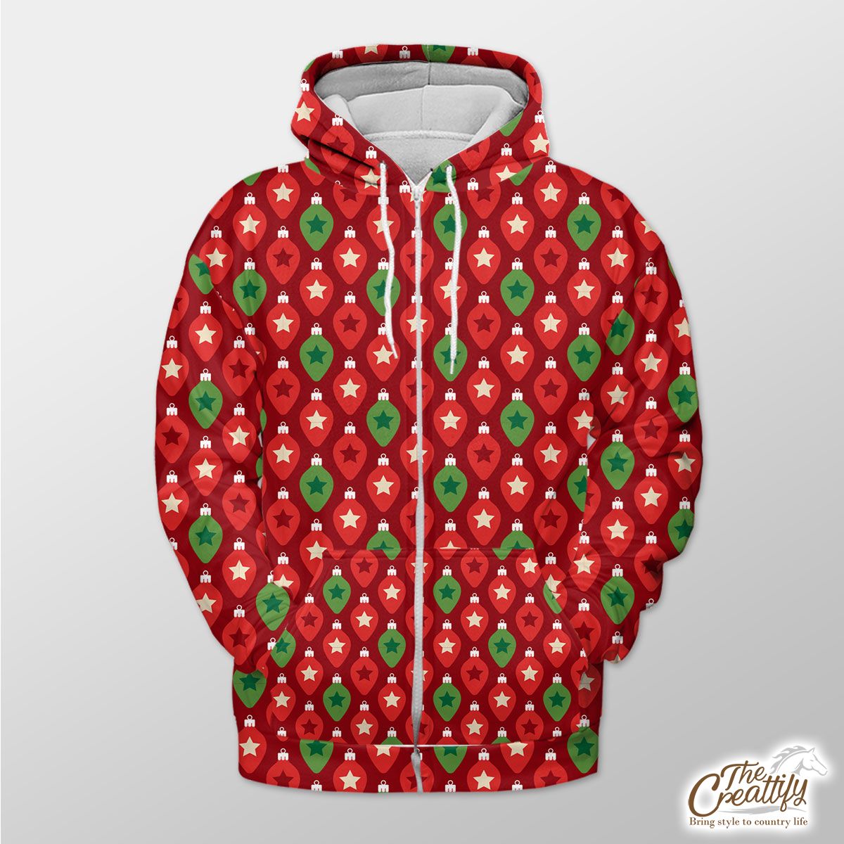 Red And Green Christmas Lights Seamless Pattern Zip Hoodie