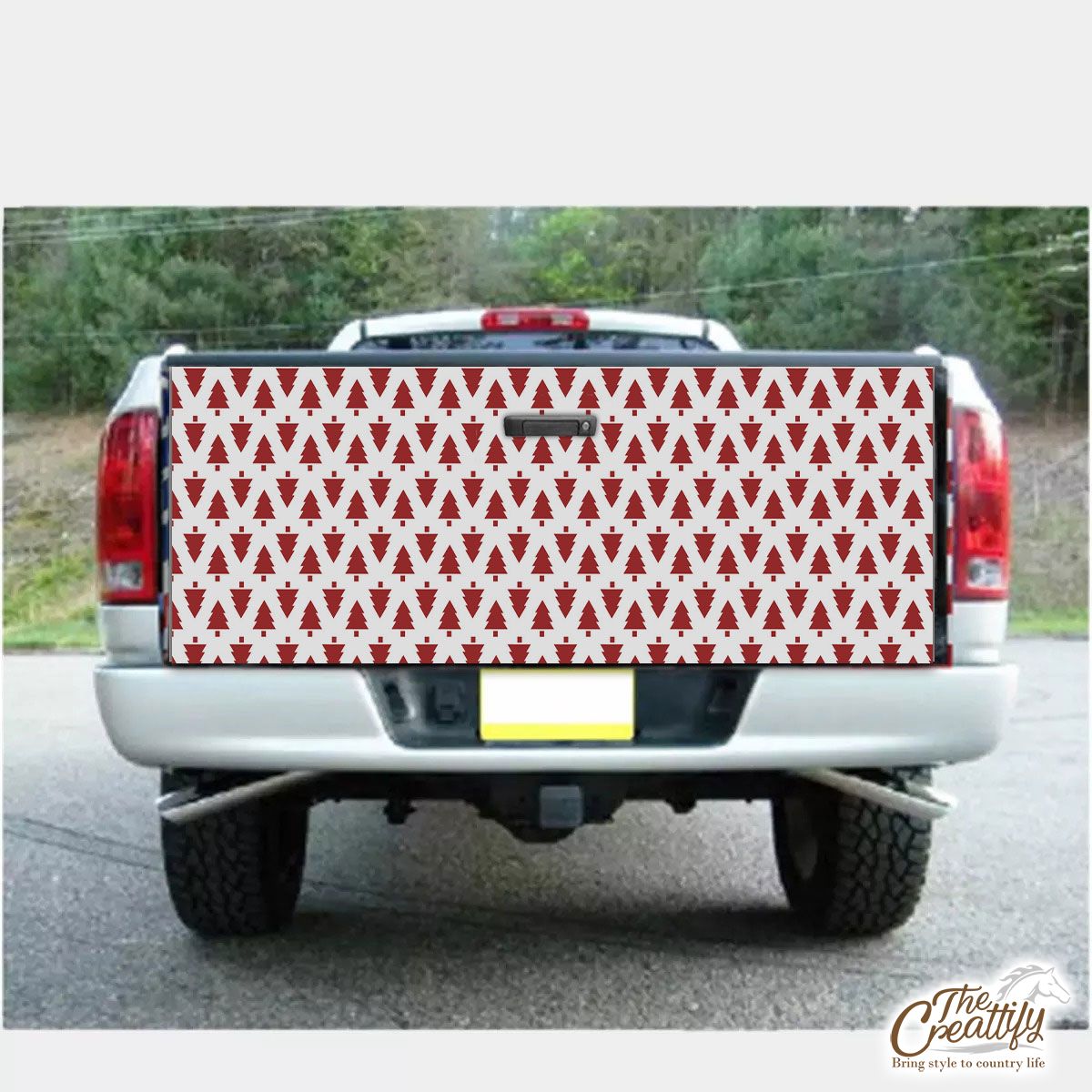 Christmas Pine Tree Silhouette Seamless Pattern Truck Bed Decal