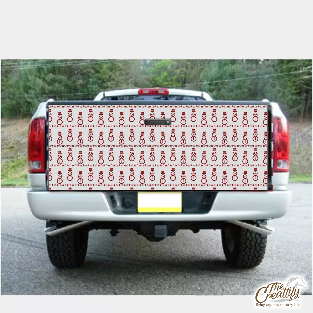 Christmas Snowman Seamless Whtie Pattern Truck Bed Decal
