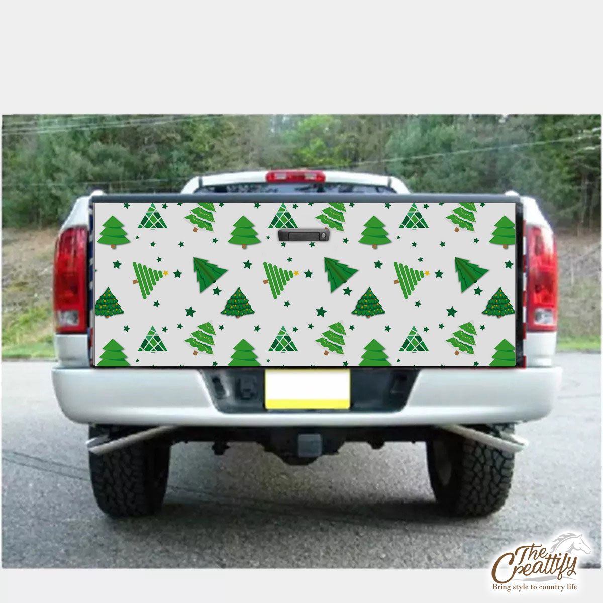 Green And White Pine Tree Seamless Pattern Truck Bed Decal