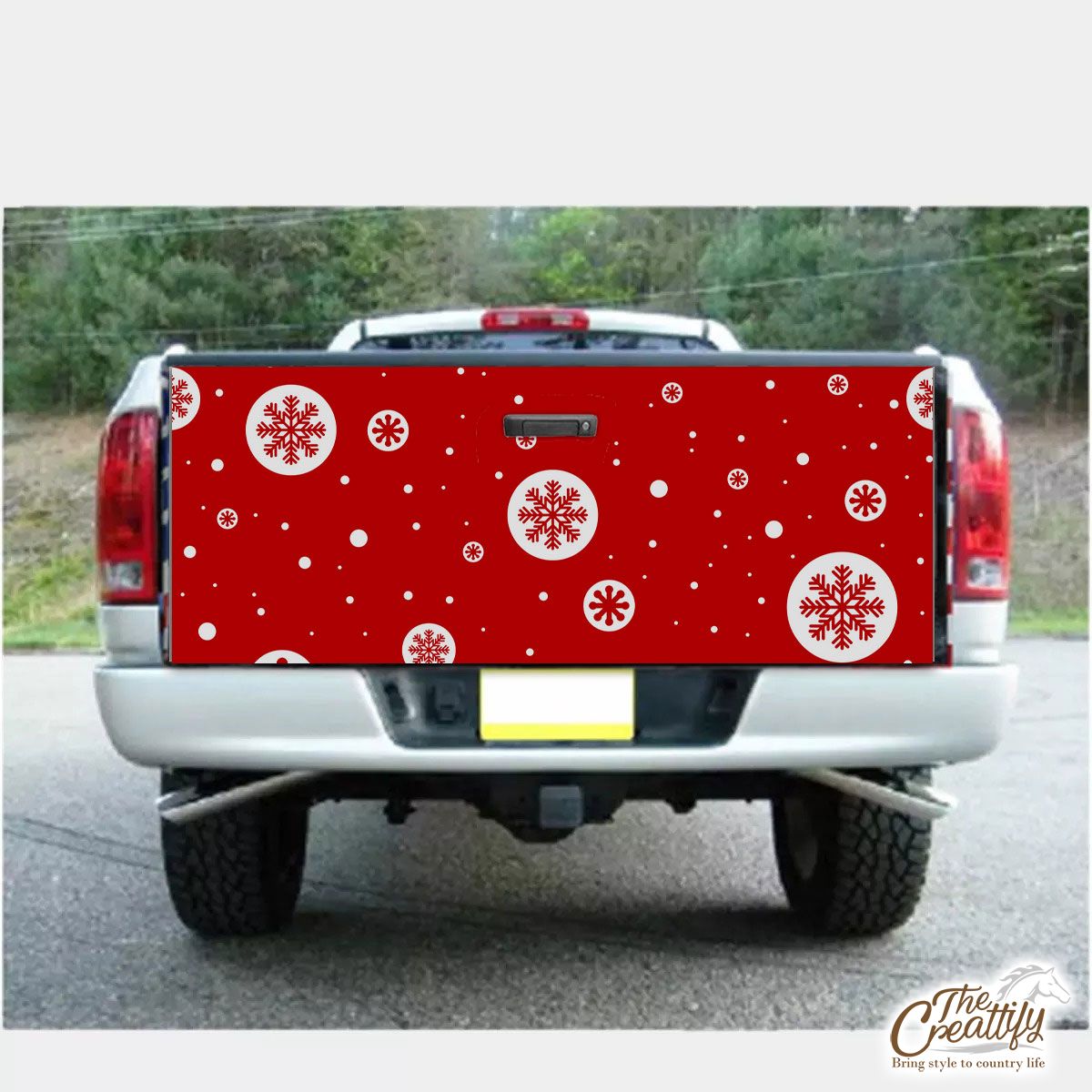 Snowflake Clipart On The Red Background Truck Bed Decal