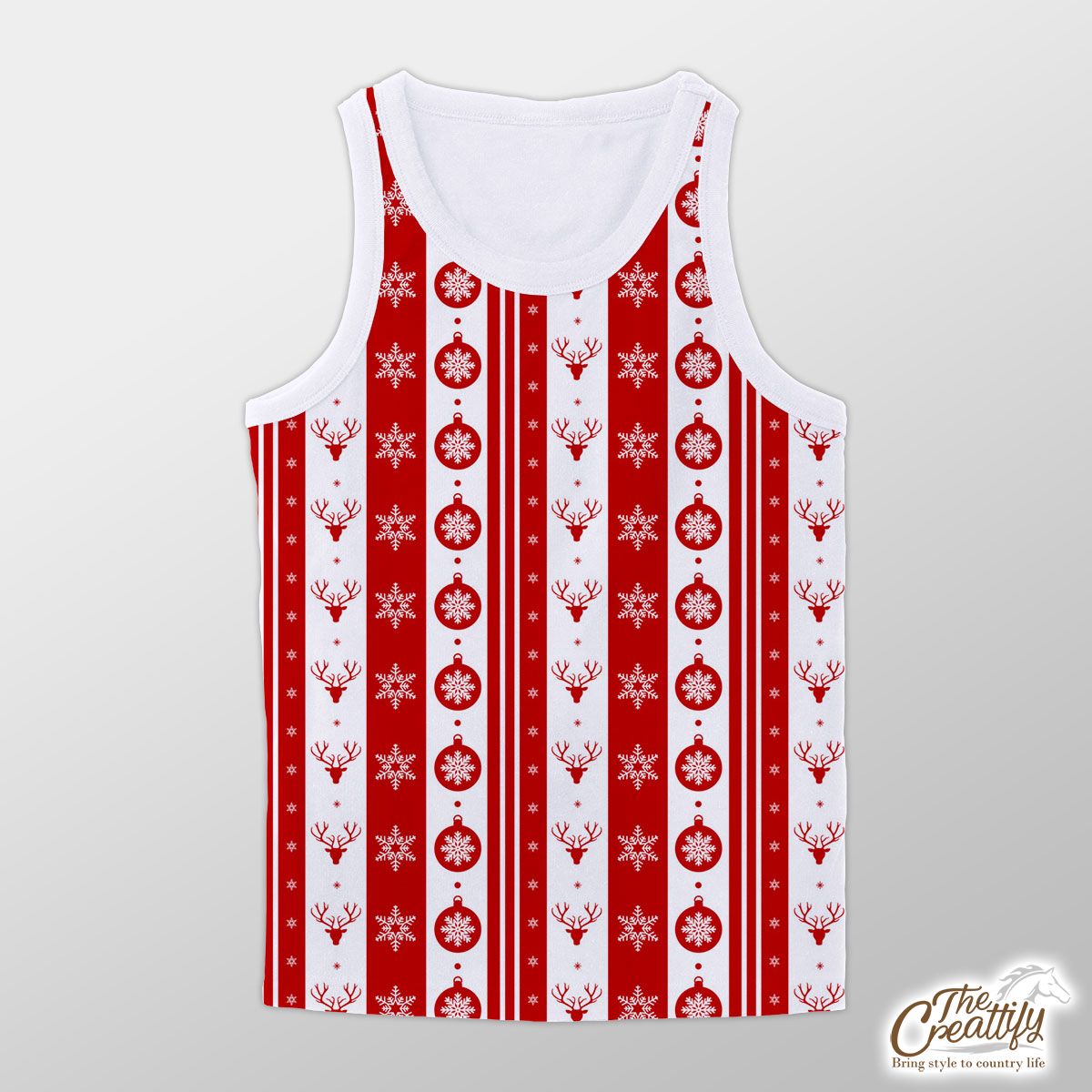 Christmas Balls, Reindeer, Snowflake Clipart Red And White Stripe Pattern Unisex Tank Top