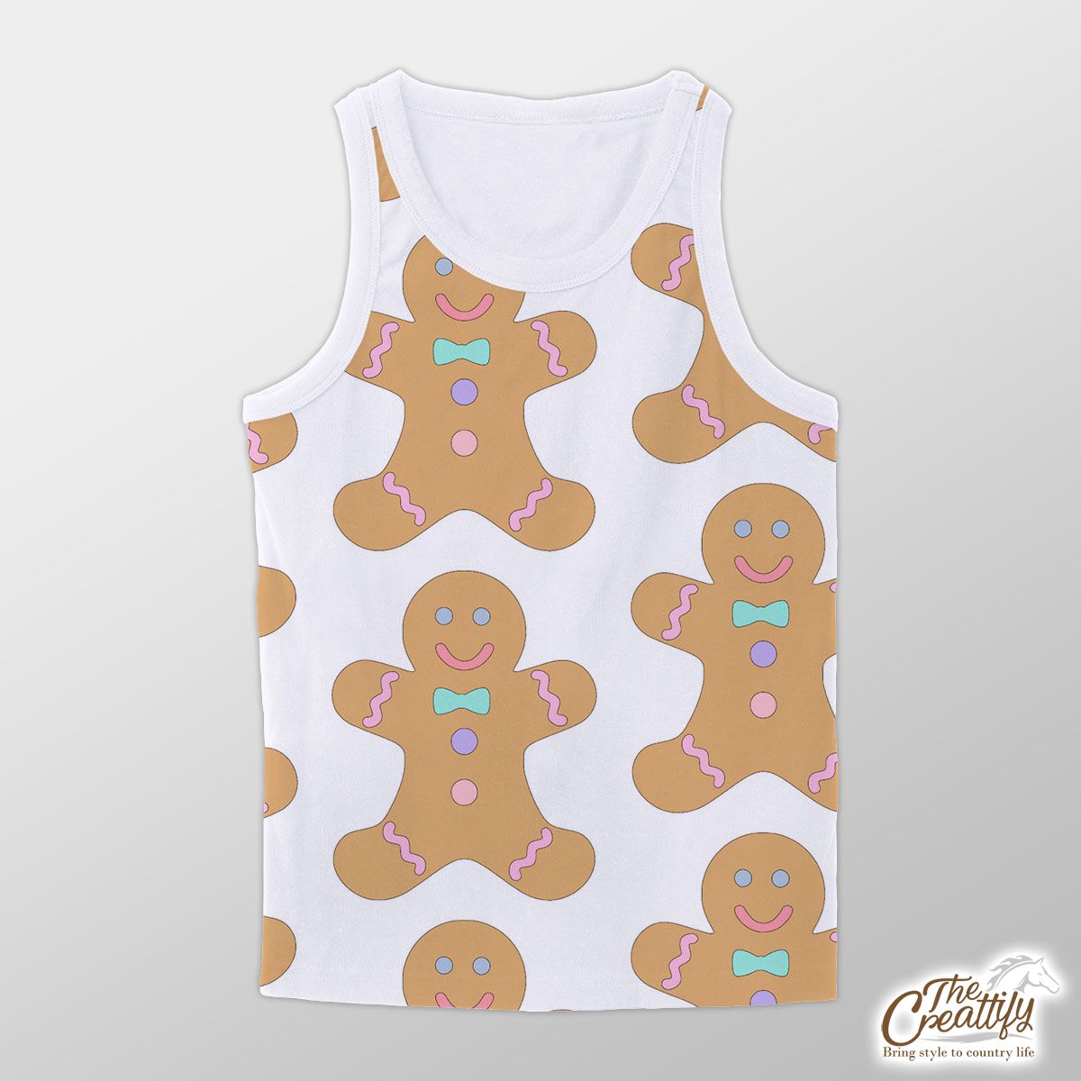 Cute Gingerbread Man Cookies Seamless Pattern Unisex Tank Top