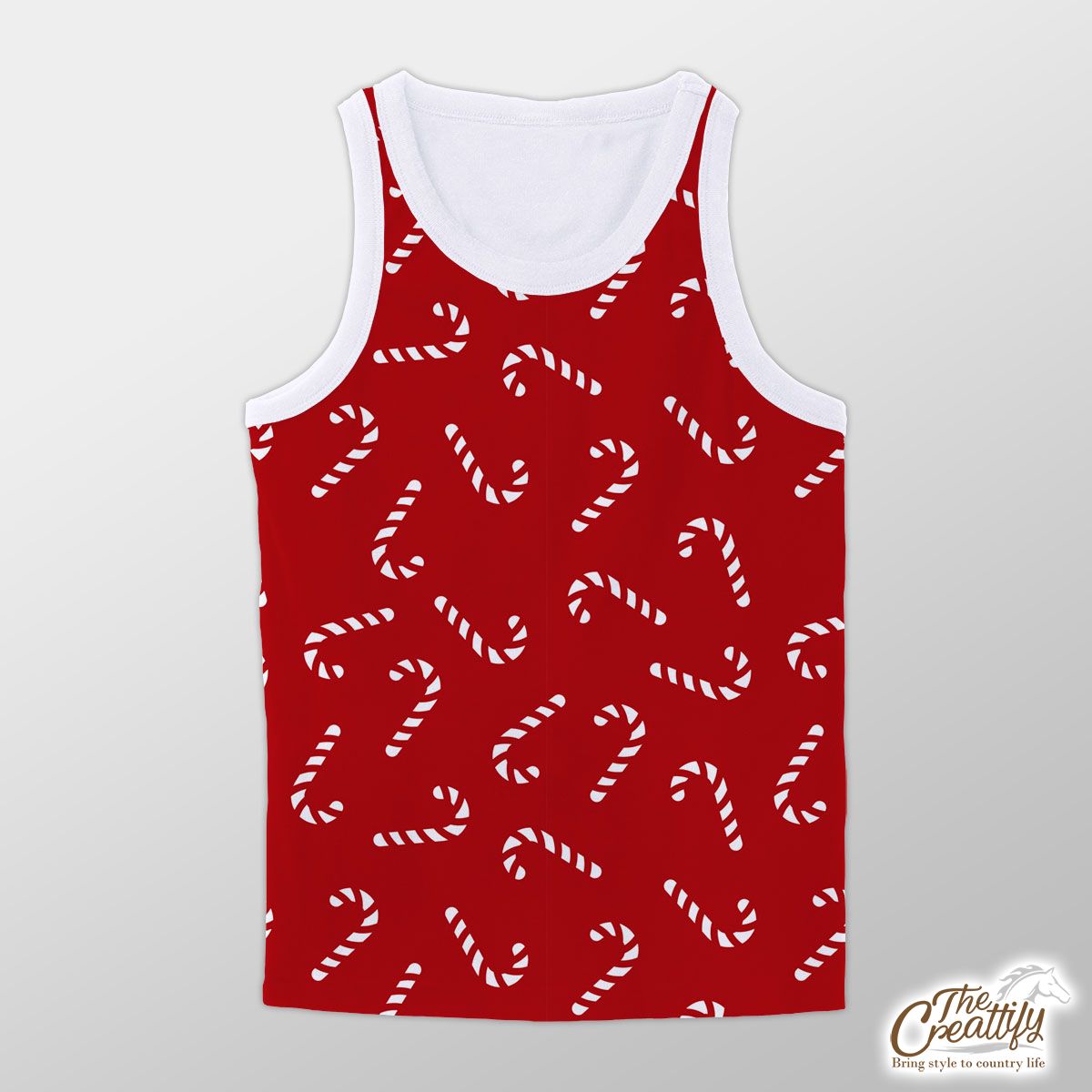 Happy Christmas With Candy Canes Seamless Red Pattern Unisex Tank Top