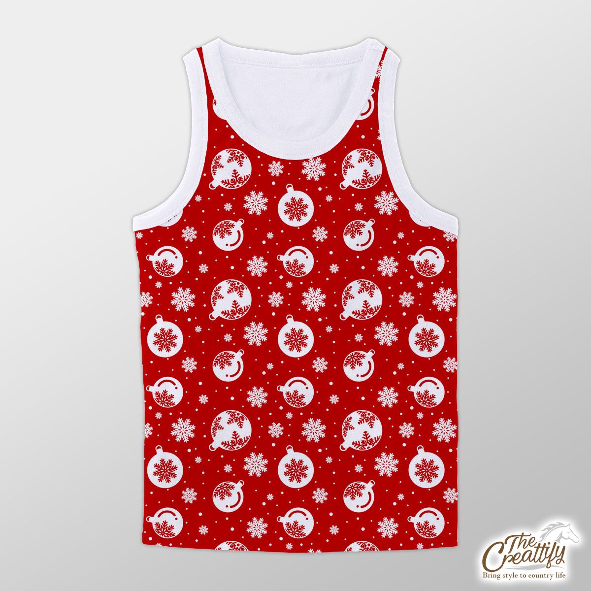 Red And White Christmas Balls On The Snowflake Background Unisex Tank Top
