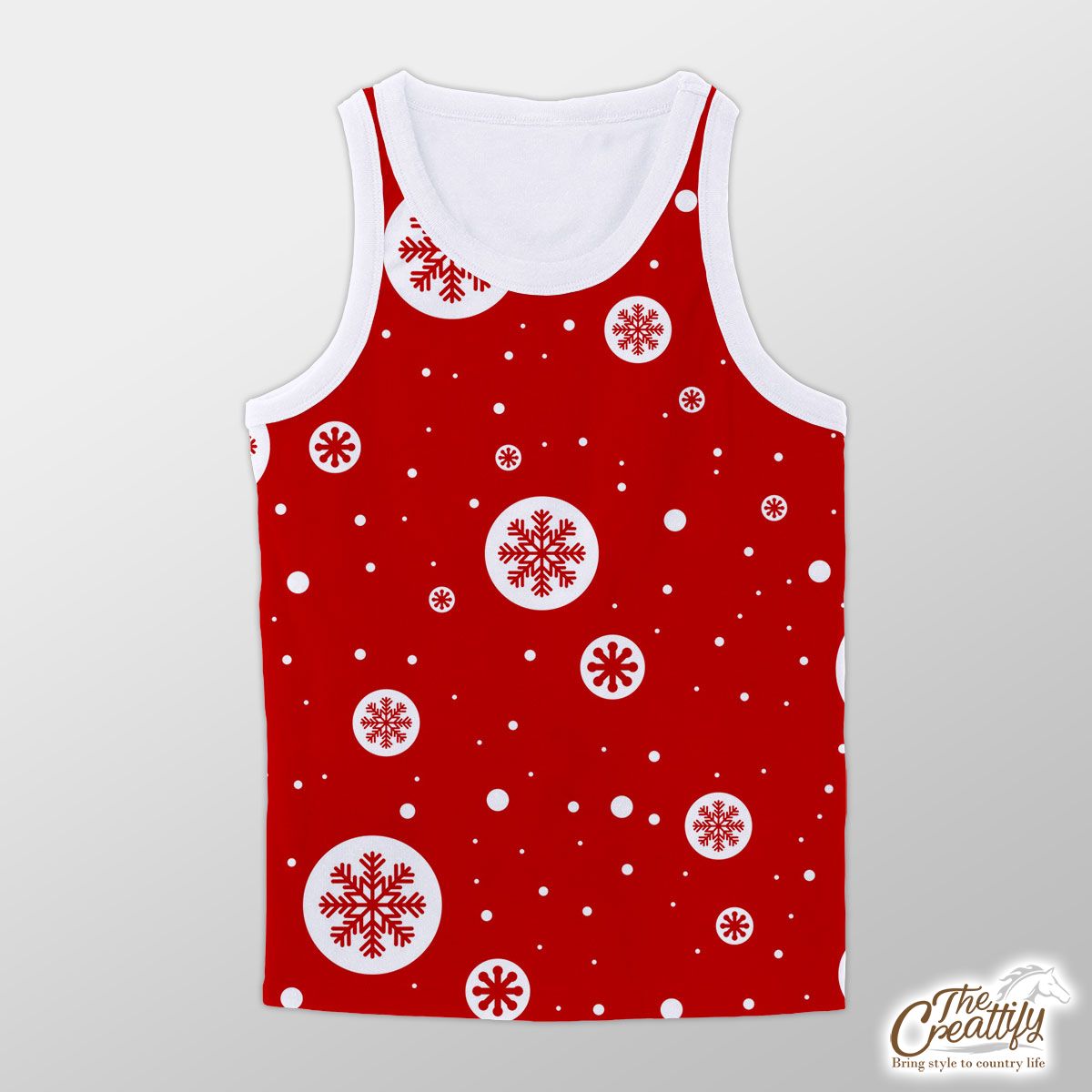 Snowflake Clipart On The Red Background Unisex Tank Top
