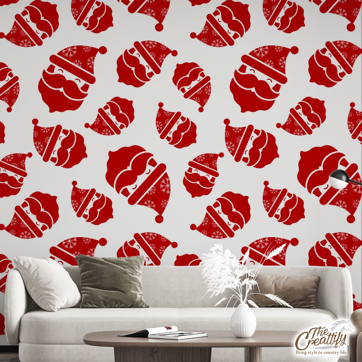 Happy Christmas With Santa Claus Seamless Pattern Wall Mural