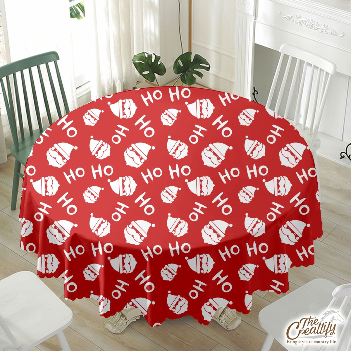 Santa Claus Seamless Red Pattern Waterproof Tablecloth