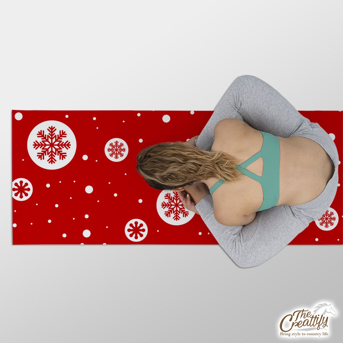 Snowflake Clipart On The Red Background Yoga Mat