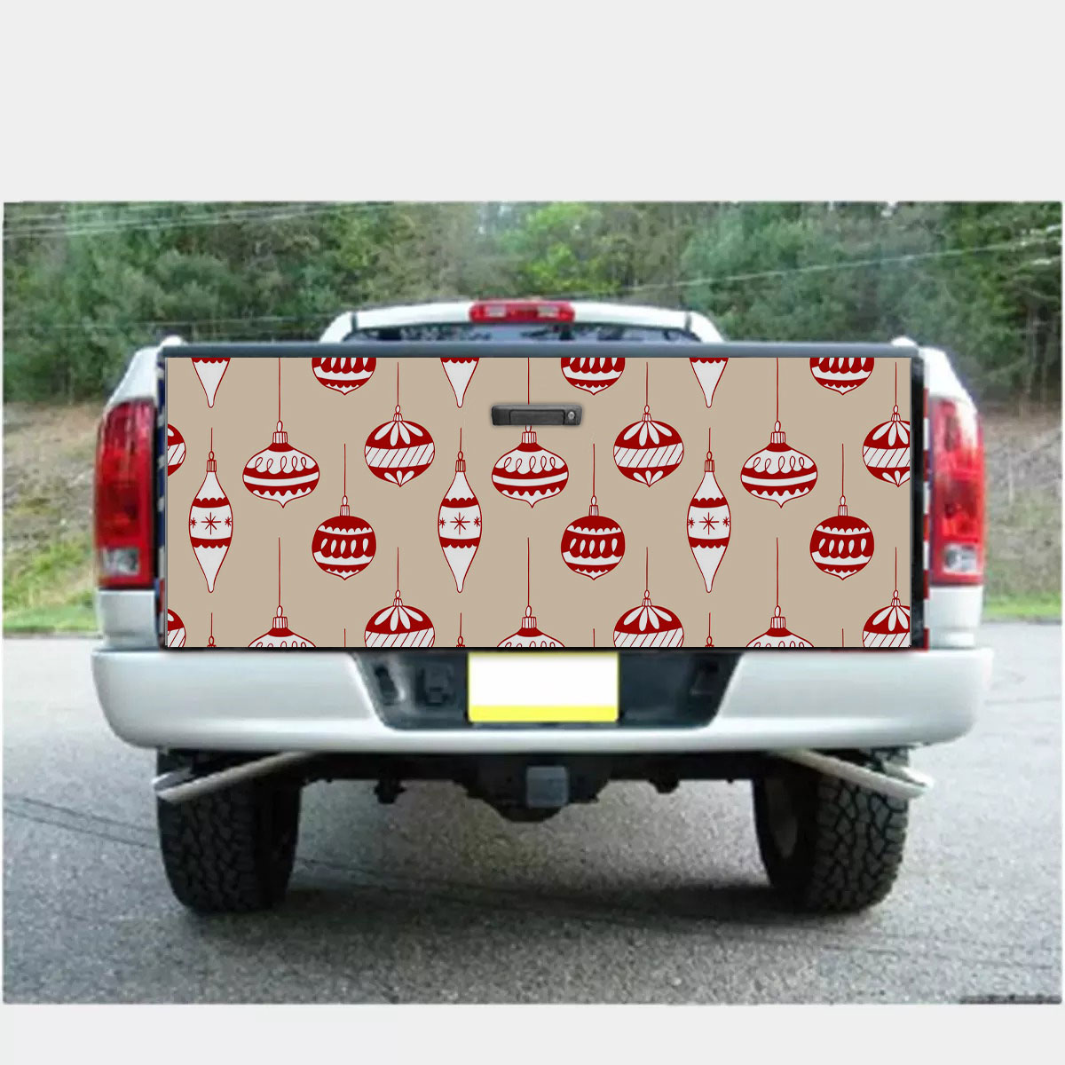 Christmas Ball And Light Beige Truck Bed Decal