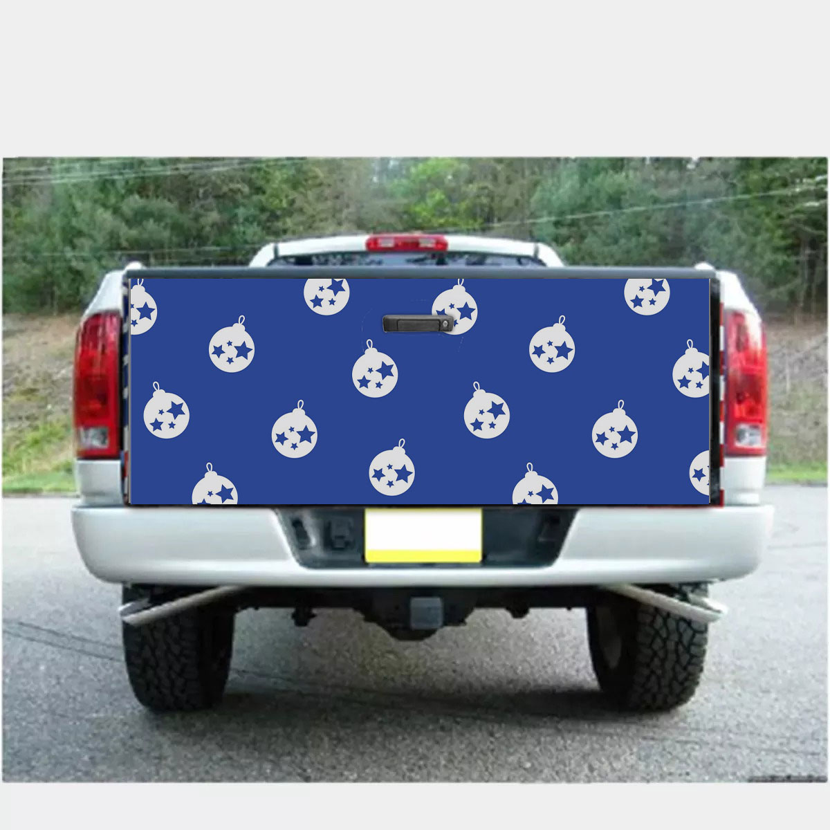 Christmas Balls On The Navy Blue Background Truck Bed Decal