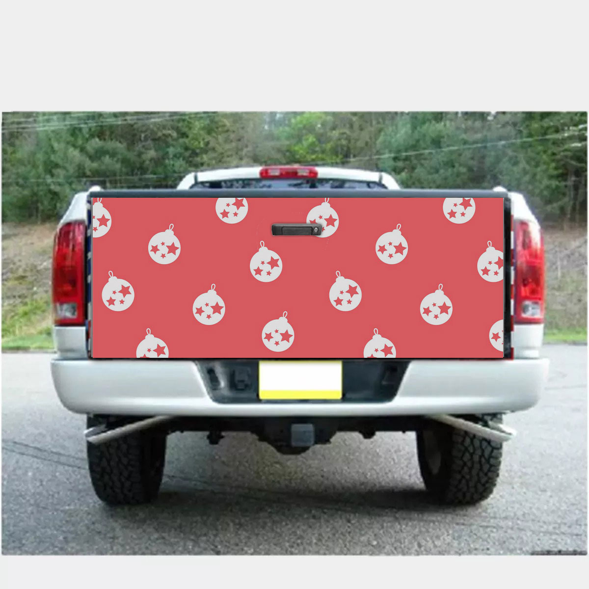 Christmas Balls On The Pink Background Truck Bed Decal