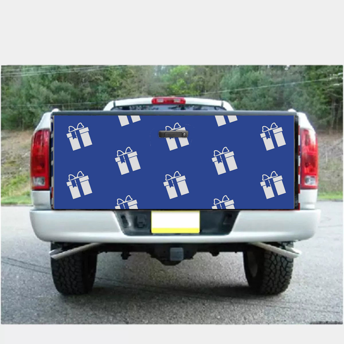 Christmas Present Clipart On The Navy Blue Color Background Truck Bed Decal