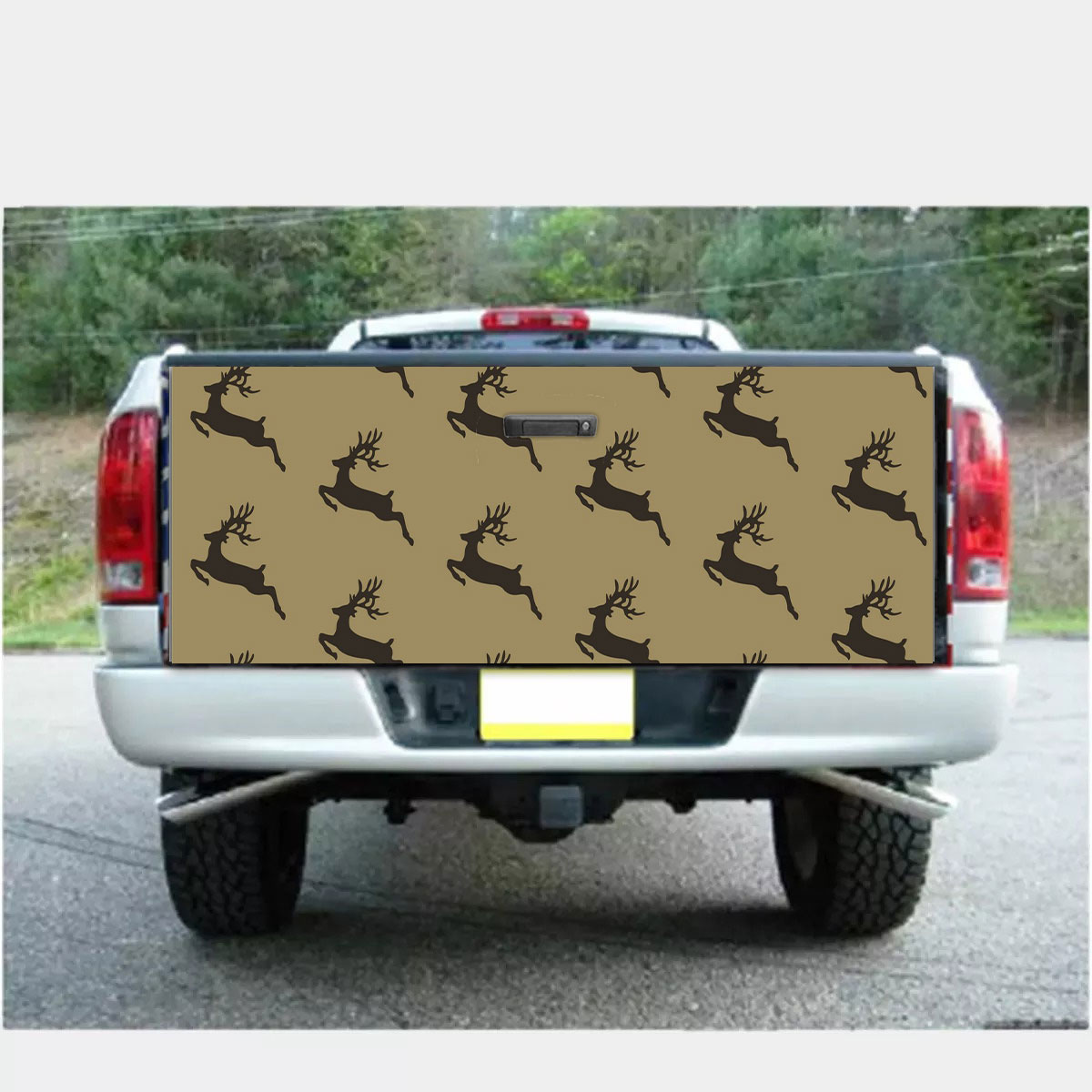 Christmas Reindeer On The Brown Background Truck Bed Decal