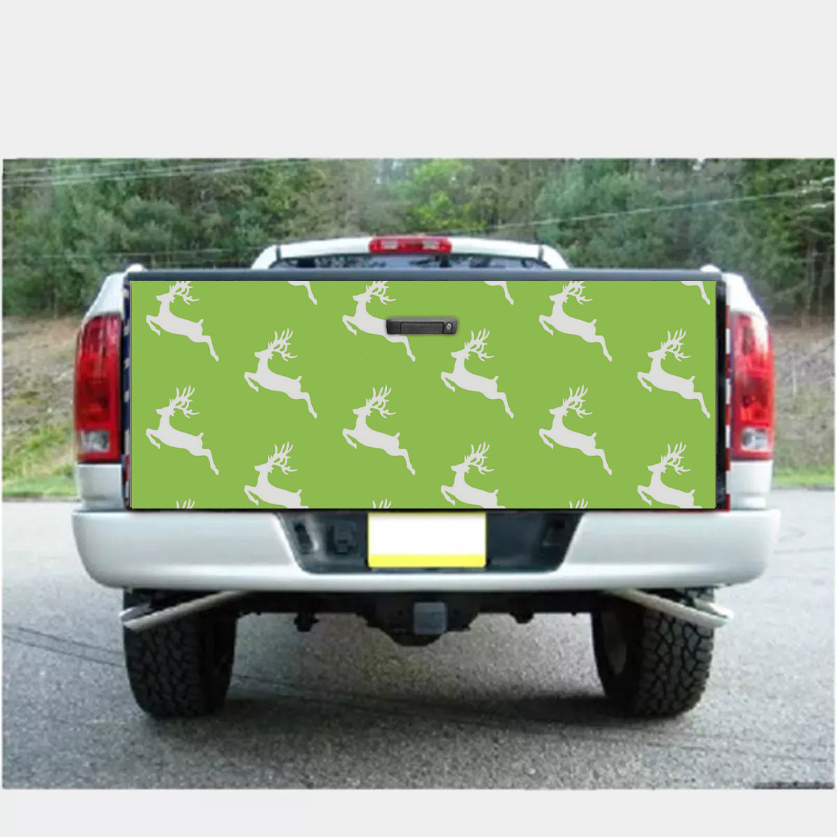 Christmas Reindeer On The Green Background Truck Bed Decal