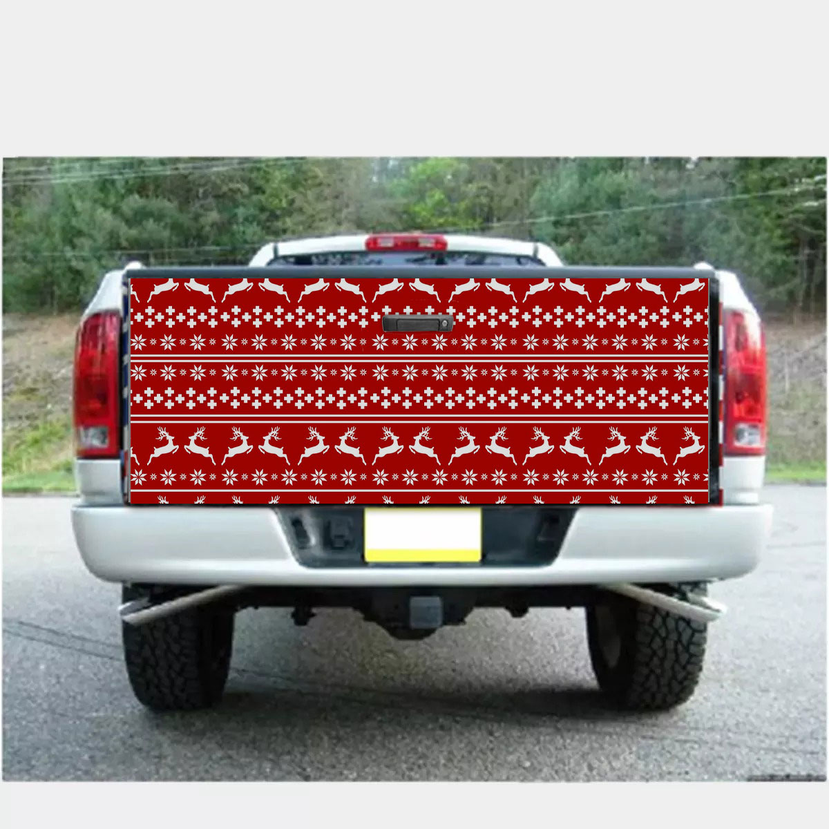 Christmas Reindeer, Snowflake Pattern Truck Bed Decal