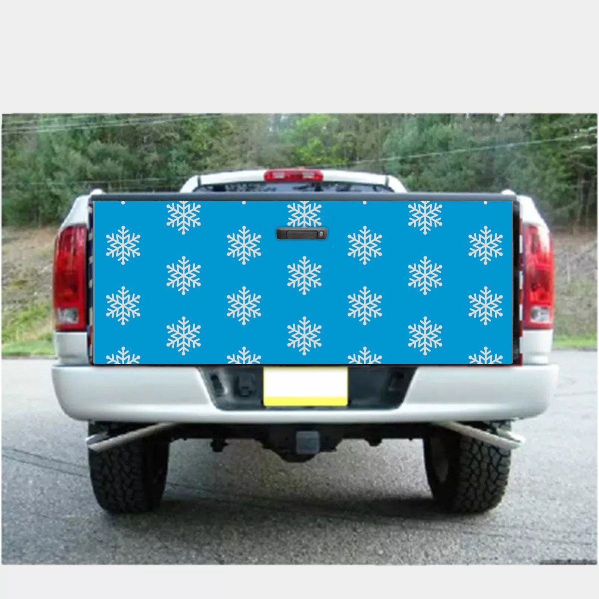 Christmas Snowflake Clipart On The Blue Background Truck Bed Decal