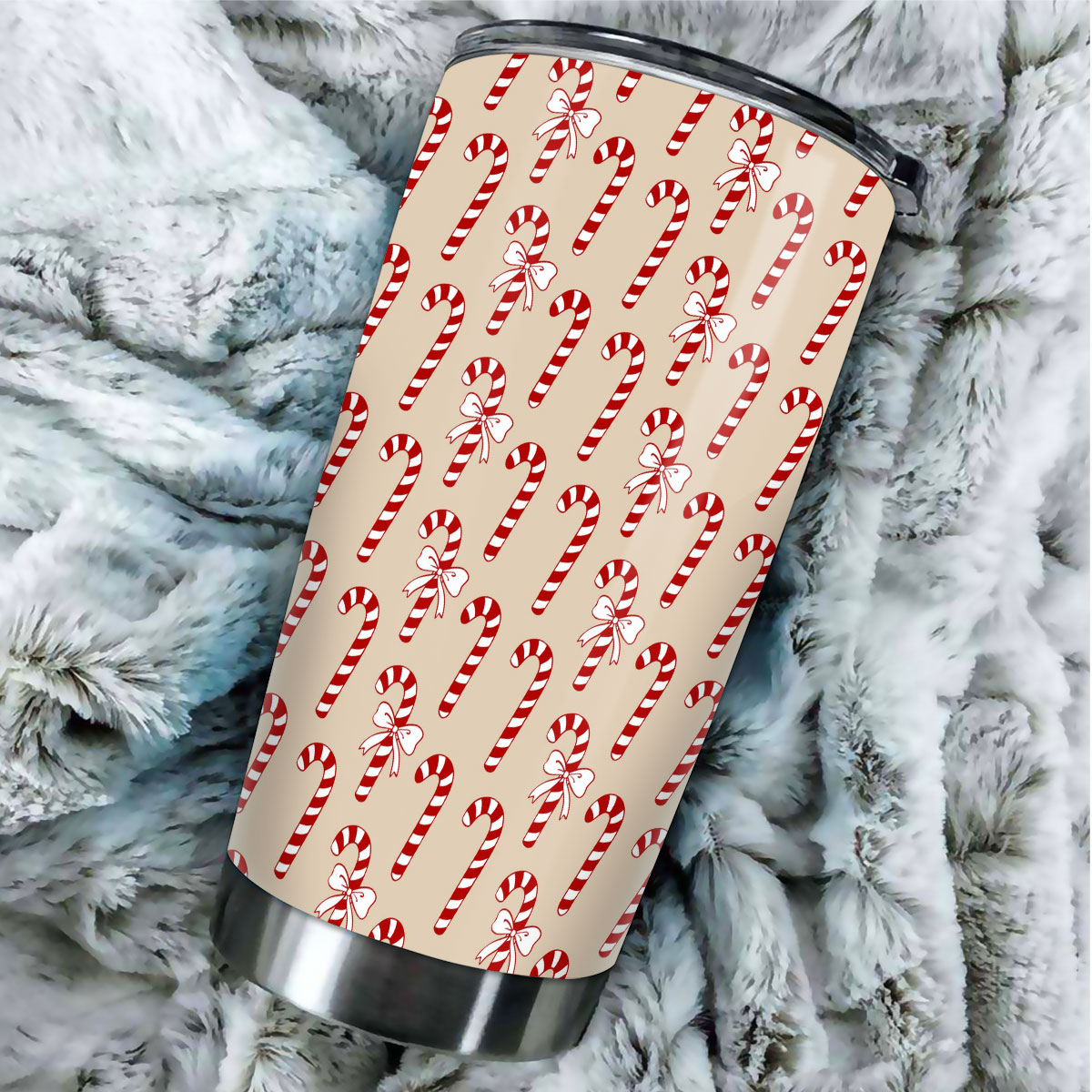Candy Cane Beige Christmas Tumbler