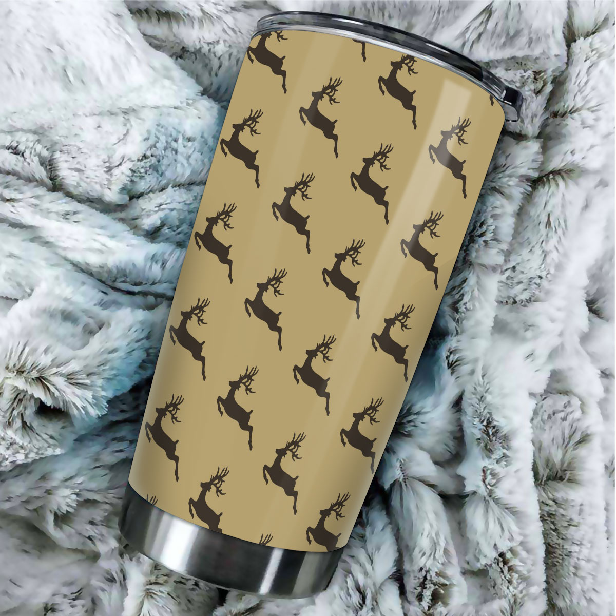 Christmas Reindeer On The Brown Background Tumbler