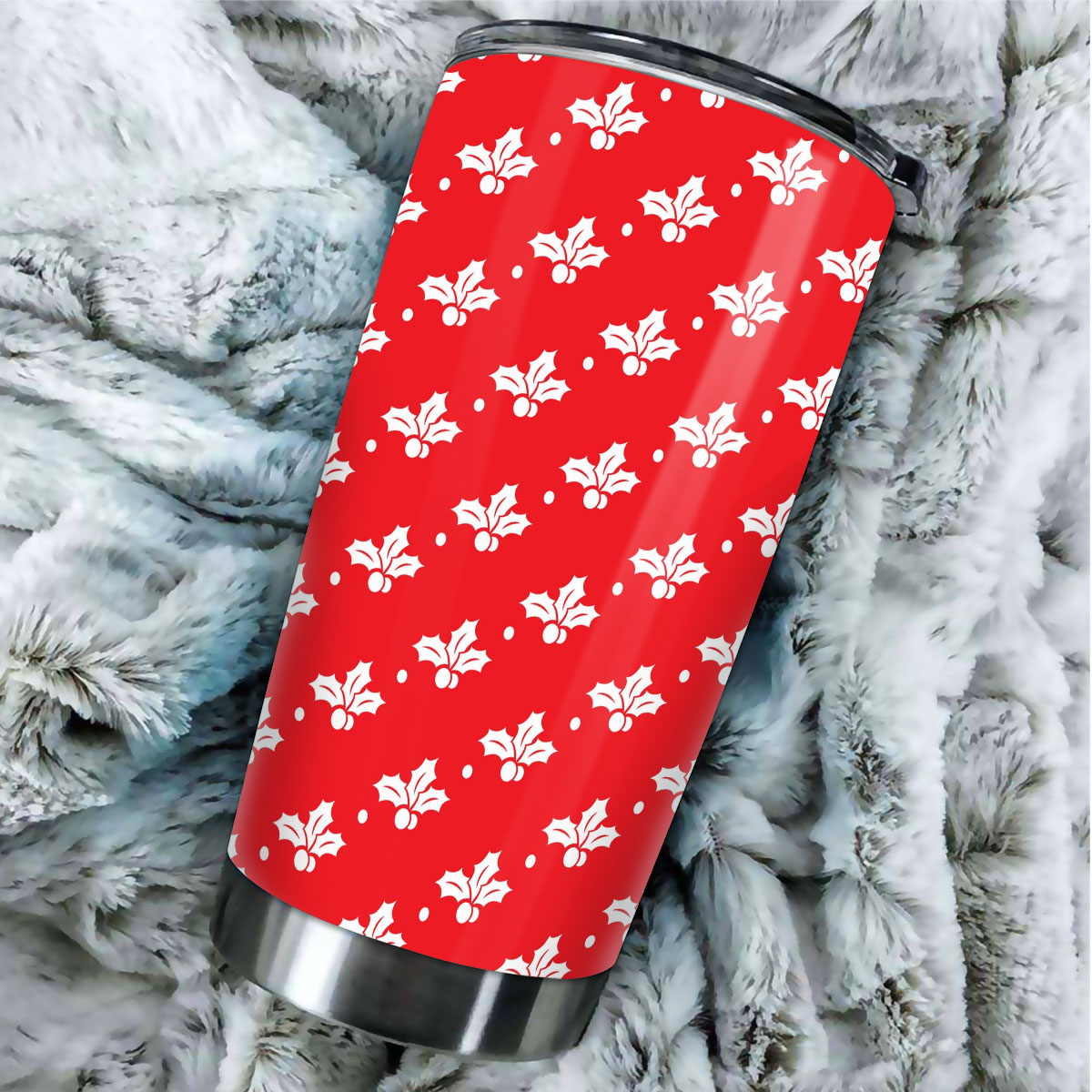 Christmas Seamless Holly Berry Pattern Tumbler
