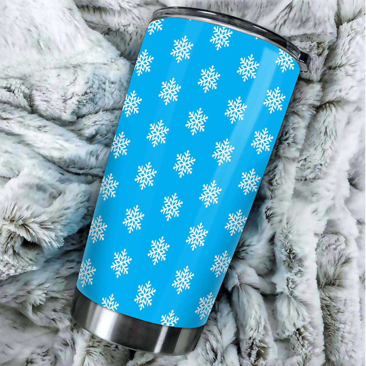 Christmas Snowflake Clipart On The Blue Background Tumbler