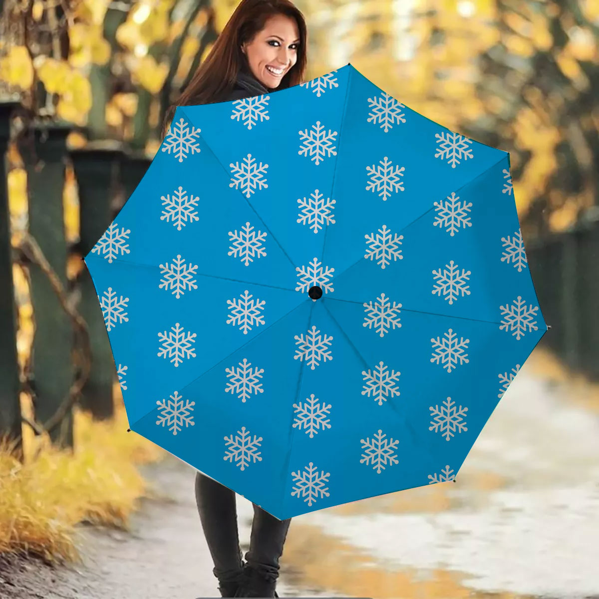 Christmas Snowflake Clipart On The Blue Background Umbrella