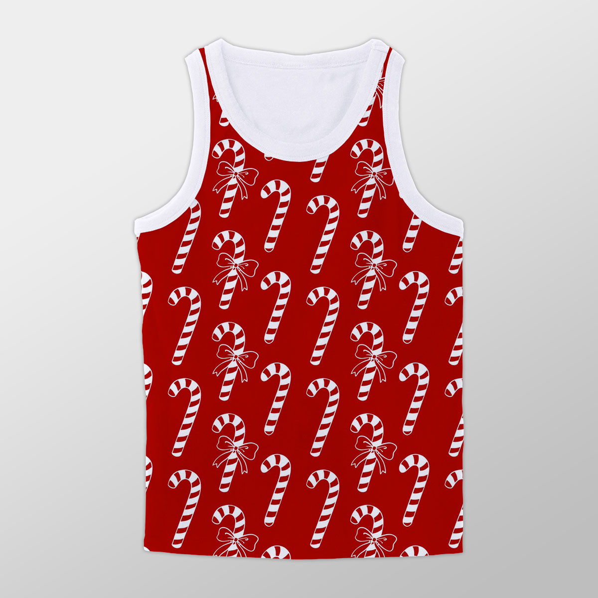 Candy Cane Red Christmas Unisex Tank Top