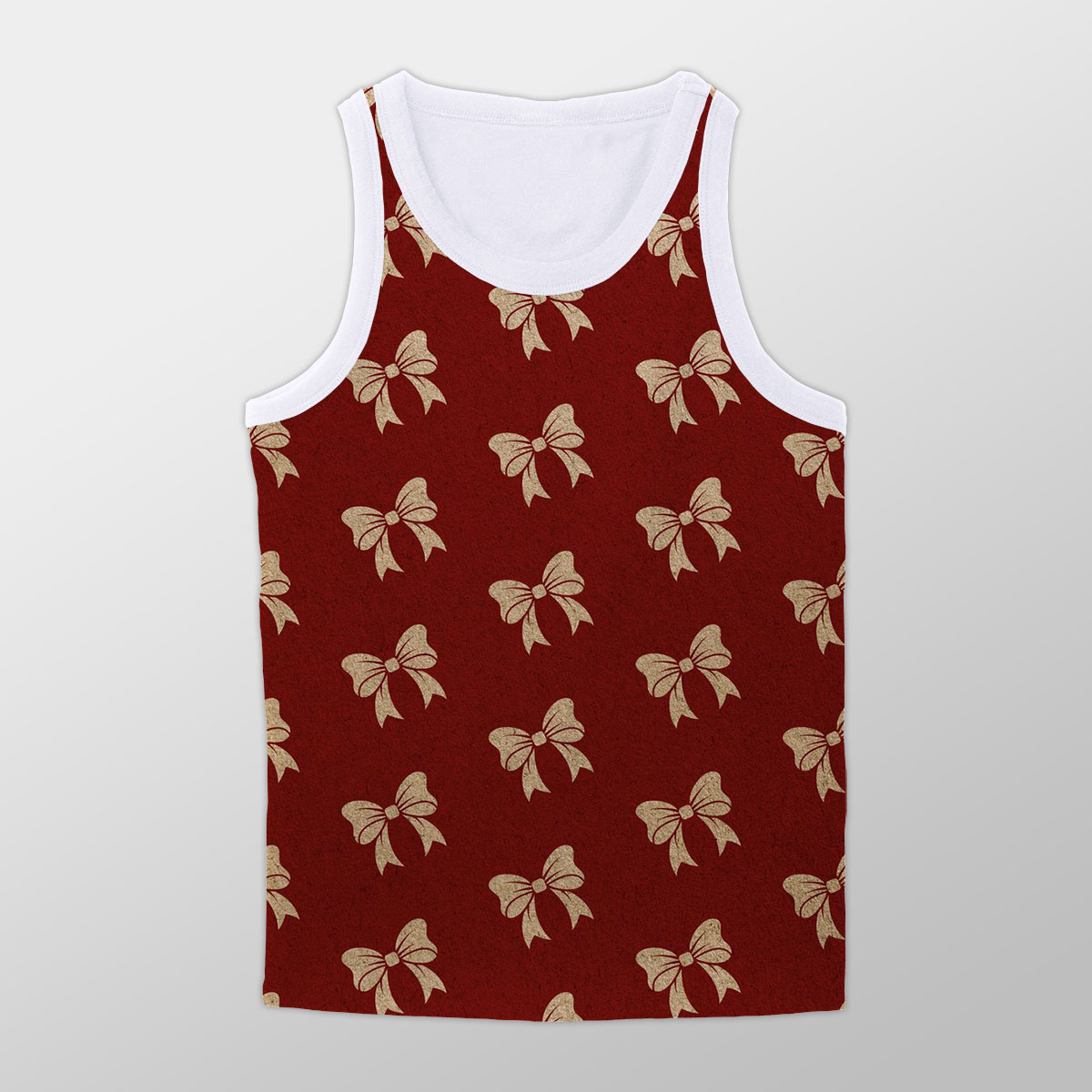 Christmas Bow, Christmas Tree Bows On Red Unisex Tank Top