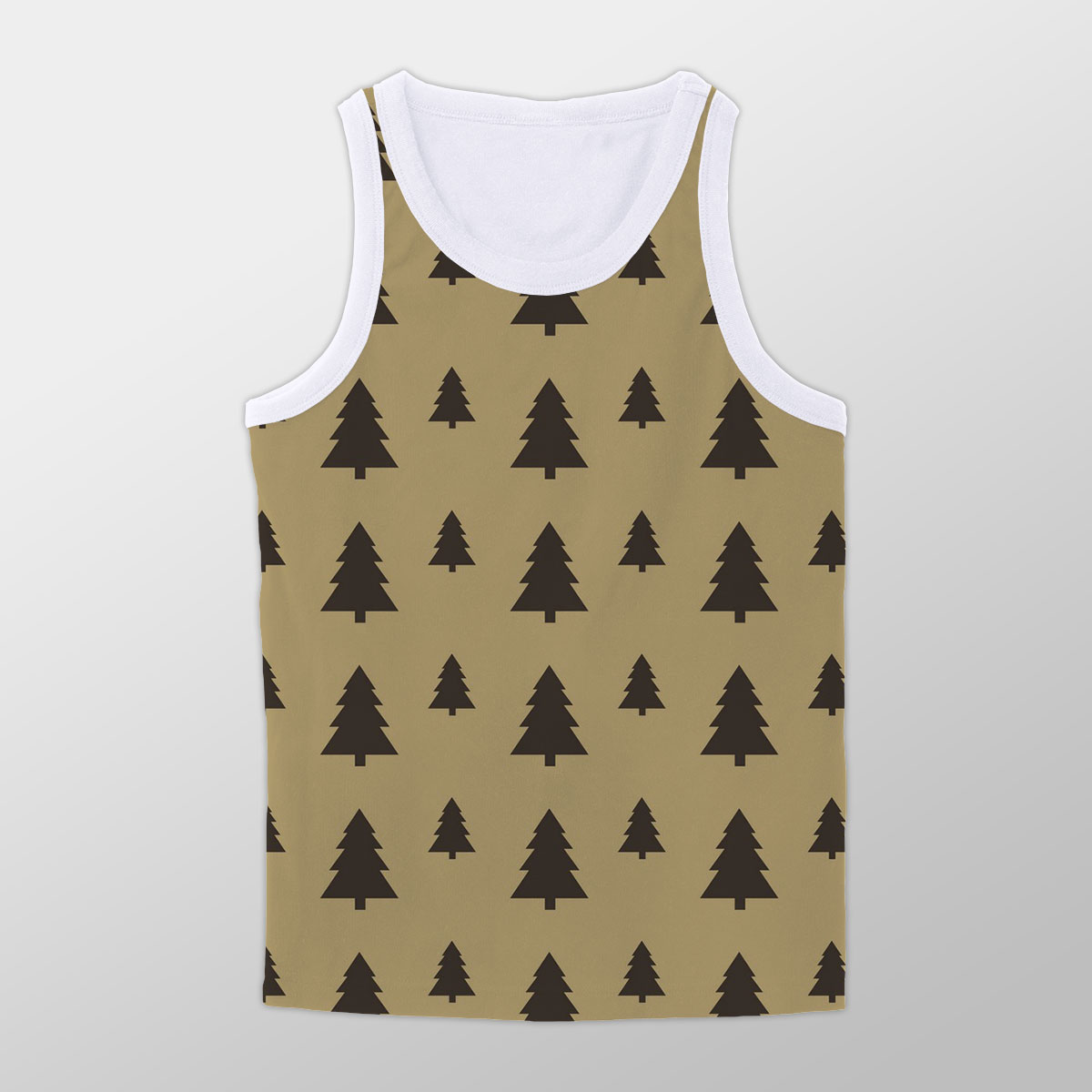 Christmas Pine Tree Silhouette On The Brown Background Unisex Tank Top
