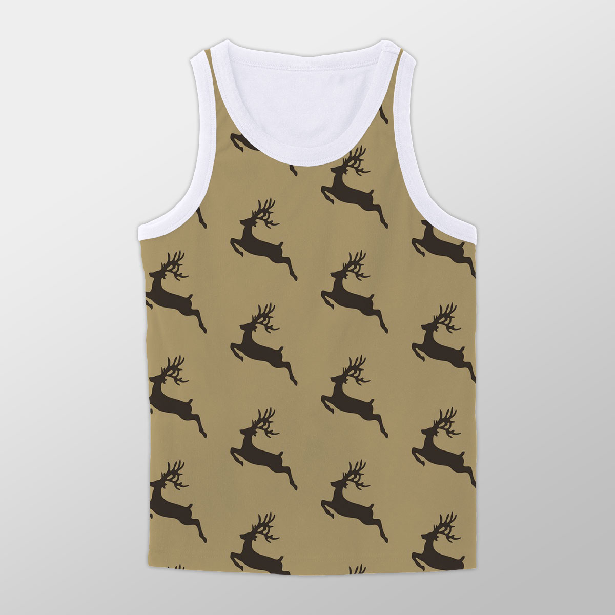 Christmas Reindeer On The Brown Background Unisex Tank Top