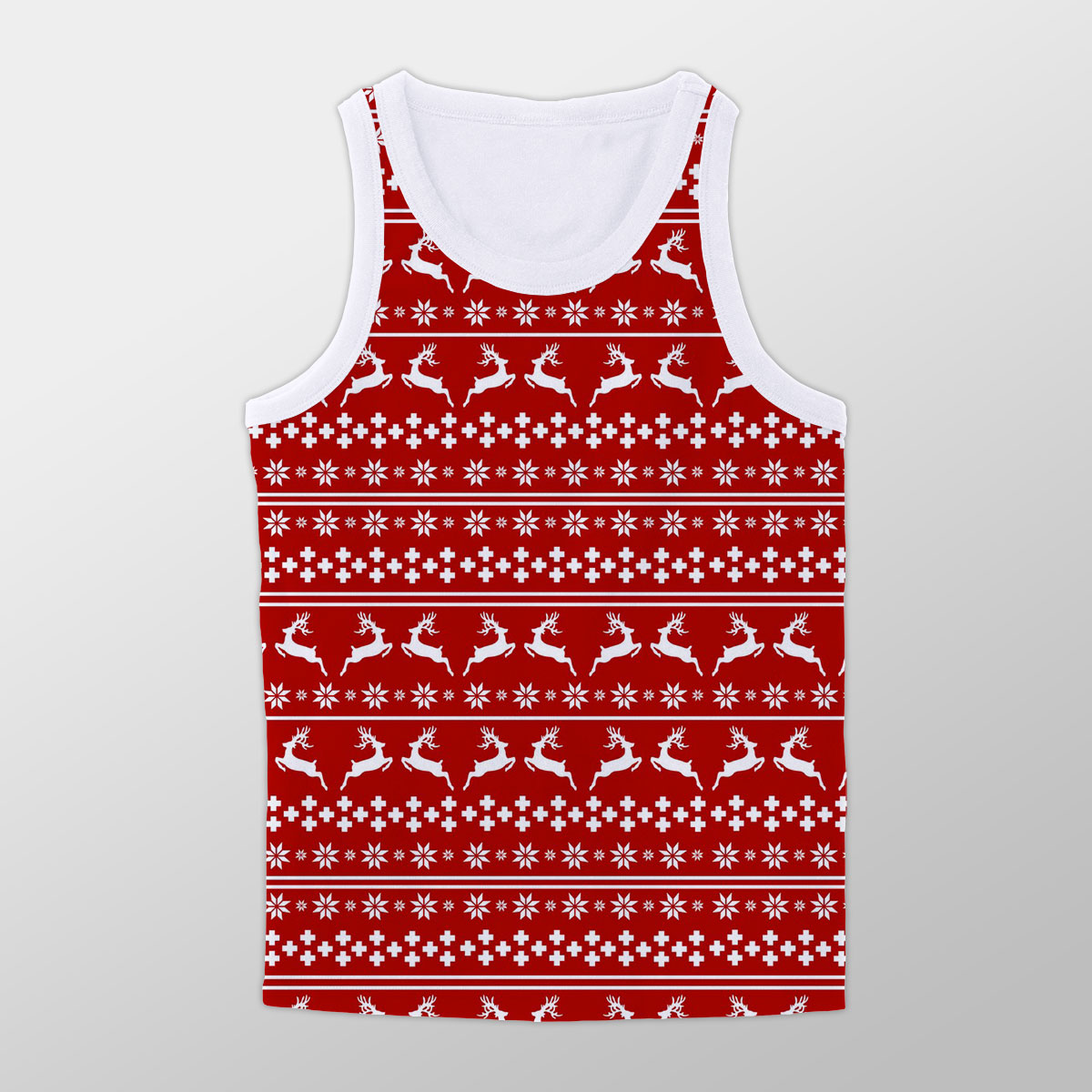 Christmas Reindeer, Snowflake Pattern Unisex Tank Top