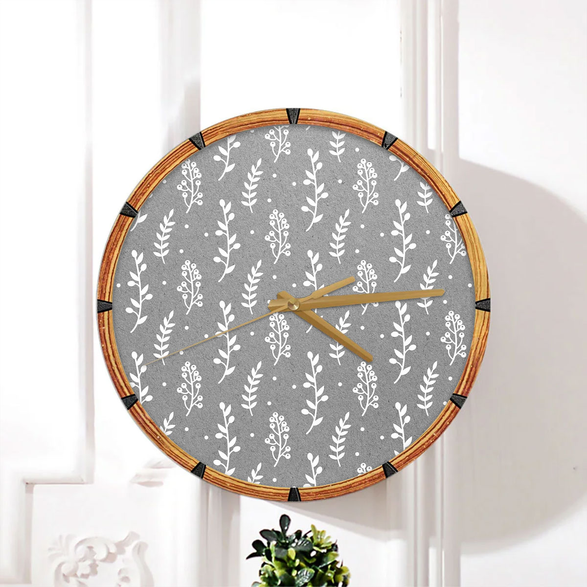Christmas Mistletoe And Leaf, Mistletoe Clipart On Grey Wall Clock