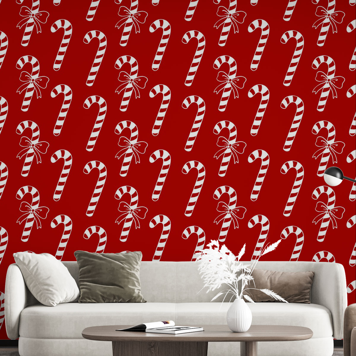 Candy Cane Red Christmas Wall Mural