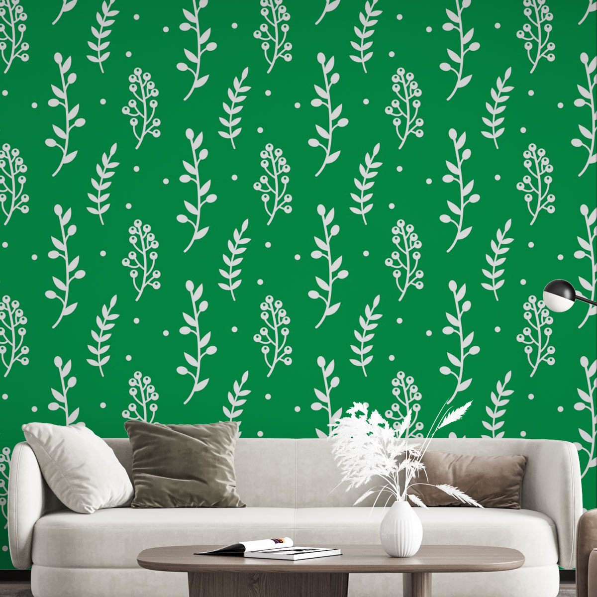 Christmas Mistletoe And Leaf, Mistletoe Clipart On Green Wall Mural
