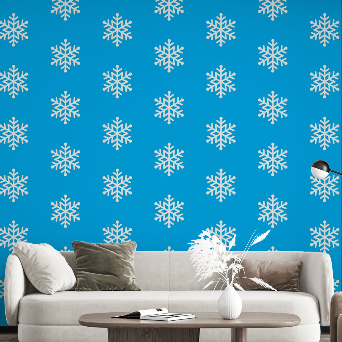 Christmas Snowflake Clipart On The Blue Background Wall Mural